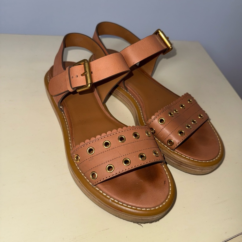 Brown Women's Sandals with Gold Accents